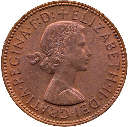 Halfpenny Obverse Image minted in UNITED KINGDOM in 1960 (1953-70  -  Elizabeth II)  - The Coin Database
