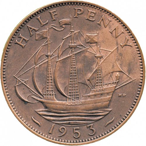 Halfpenny Reverse Image minted in UNITED KINGDOM in 1953 (1953-70  -  Elizabeth II)  - The Coin Database