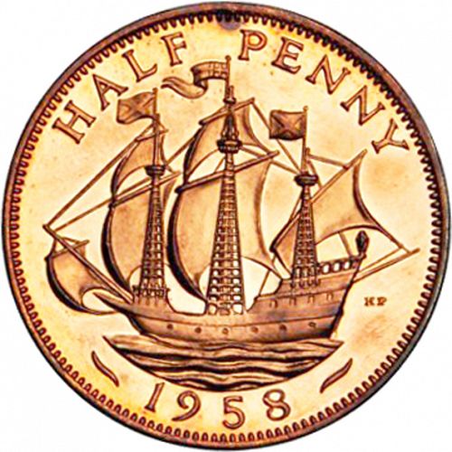 Halfpenny Reverse Image minted in UNITED KINGDOM in 1958 (1953-70  -  Elizabeth II)  - The Coin Database