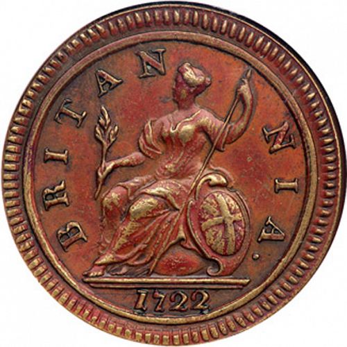 Halfpenny Reverse Image minted in UNITED KINGDOM in 1722 (1714-27 - George I)  - The Coin Database
