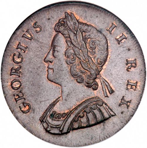 Halfpenny Obverse Image minted in UNITED KINGDOM in 1729 (1727-60 - George II)  - The Coin Database