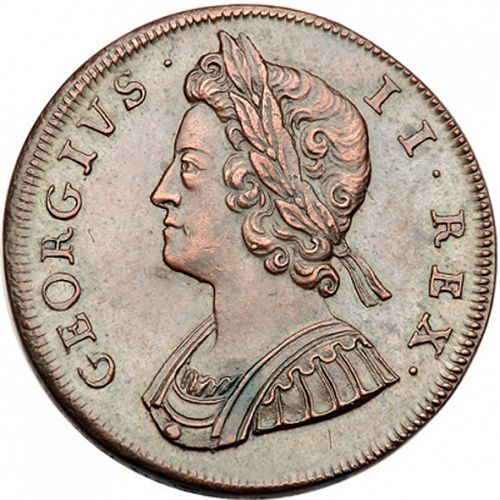 Halfpenny Obverse Image minted in UNITED KINGDOM in 1730 (1727-60 - George II)  - The Coin Database