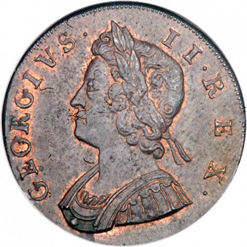 Halfpenny Obverse Image minted in UNITED KINGDOM in 1731 (1727-60 - George II)  - The Coin Database