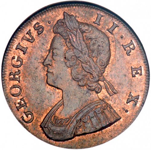 Halfpenny Obverse Image minted in UNITED KINGDOM in 1732 (1727-60 - George II)  - The Coin Database