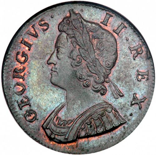 Halfpenny Obverse Image minted in UNITED KINGDOM in 1734 (1727-60 - George II)  - The Coin Database
