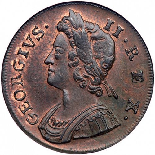 Halfpenny Obverse Image minted in UNITED KINGDOM in 1737 (1727-60 - George II)  - The Coin Database