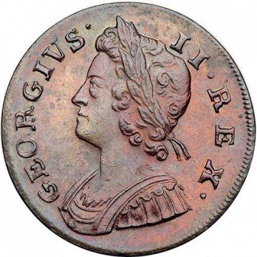 Halfpenny Obverse Image minted in UNITED KINGDOM in 1739 (1727-60 - George II)  - The Coin Database