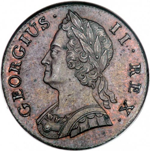 Halfpenny Obverse Image minted in UNITED KINGDOM in 1742 (1727-60 - George II)  - The Coin Database