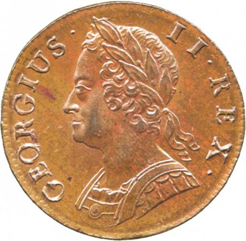 Halfpenny Obverse Image minted in UNITED KINGDOM in 1744 (1727-60 - George II)  - The Coin Database