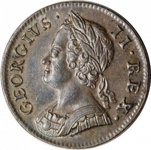 Halfpenny Obverse Image minted in UNITED KINGDOM in 1751 (1727-60 - George II)  - The Coin Database