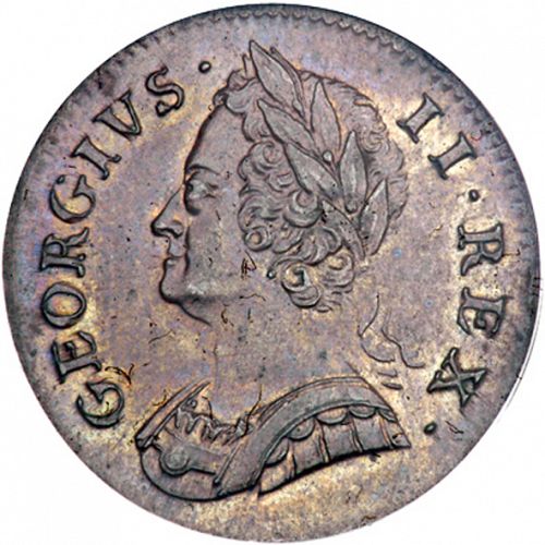 Halfpenny Obverse Image minted in UNITED KINGDOM in 1752 (1727-60 - George II)  - The Coin Database