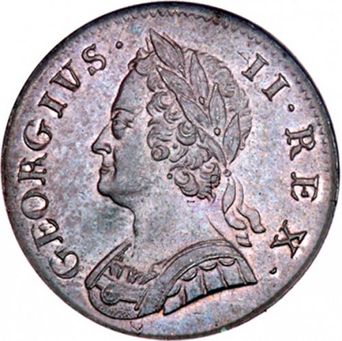 Halfpenny Obverse Image minted in UNITED KINGDOM in 1754 (1727-60 - George II)  - The Coin Database