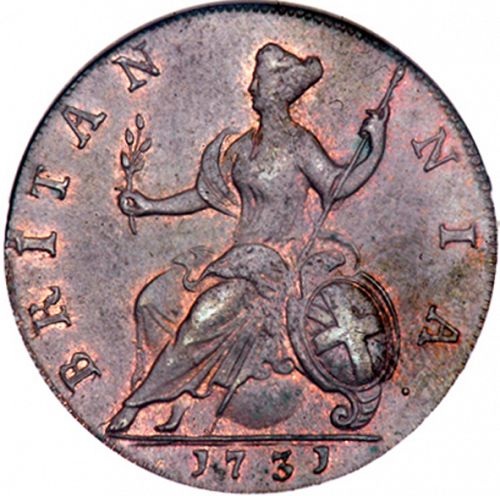 Halfpenny Reverse Image minted in UNITED KINGDOM in 1731 (1727-60 - George II)  - The Coin Database