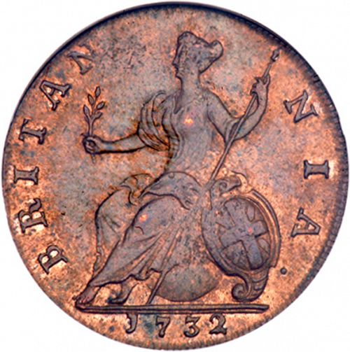 Halfpenny Reverse Image minted in UNITED KINGDOM in 1732 (1727-60 - George II)  - The Coin Database