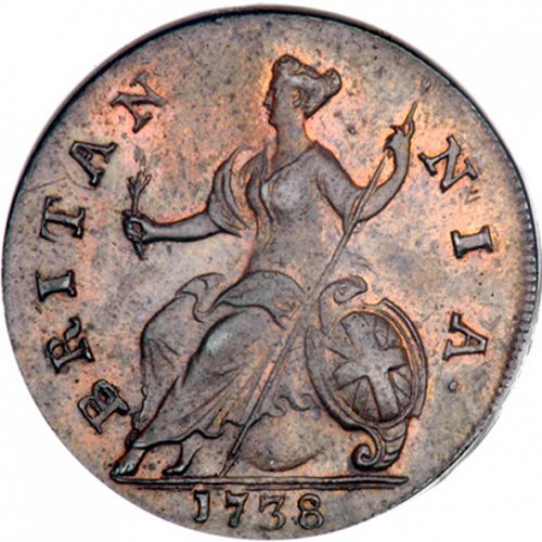 Halfpenny Reverse Image minted in UNITED KINGDOM in 1738 (1727-60 - George II)  - The Coin Database