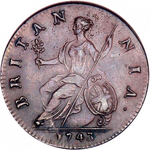 Halfpenny Reverse Image minted in UNITED KINGDOM in 1743 (1727-60 - George II)  - The Coin Database