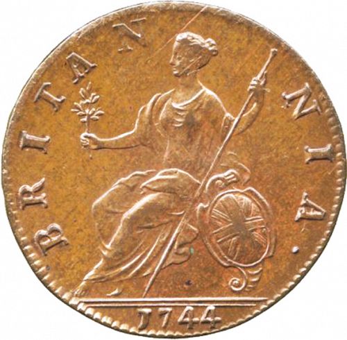 Halfpenny Reverse Image minted in UNITED KINGDOM in 1744 (1727-60 - George II)  - The Coin Database