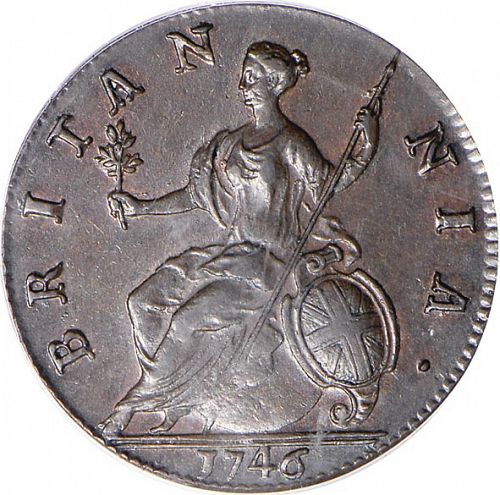 Halfpenny Reverse Image minted in UNITED KINGDOM in 1746 (1727-60 - George II)  - The Coin Database