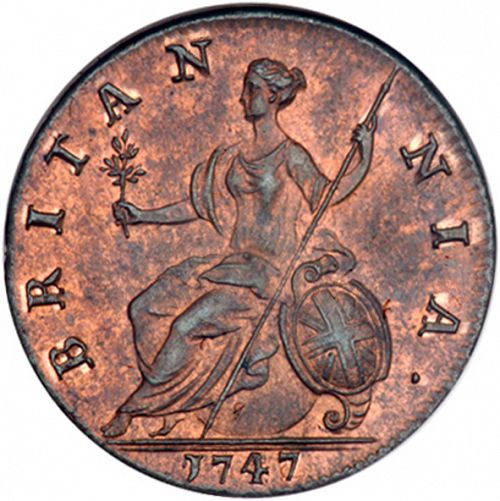 Halfpenny Reverse Image minted in UNITED KINGDOM in 1747 (1727-60 - George II)  - The Coin Database