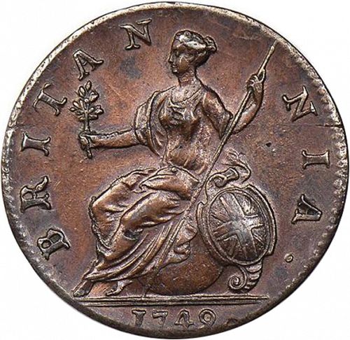 Halfpenny Reverse Image minted in UNITED KINGDOM in 1749 (1727-60 - George II)  - The Coin Database