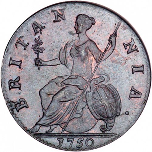 Halfpenny Reverse Image minted in UNITED KINGDOM in 1750 (1727-60 - George II)  - The Coin Database