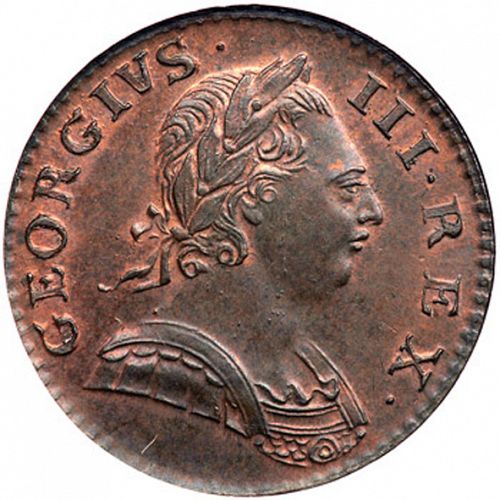 Halfpenny Obverse Image minted in UNITED KINGDOM in 1775 (1760-20 - George III)  - The Coin Database