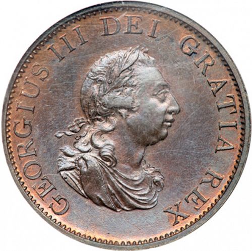 Halfpenny Obverse Image minted in UNITED KINGDOM in 1799 (1760-20 - George III)  - The Coin Database