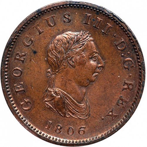 Halfpenny Obverse Image minted in UNITED KINGDOM in 1806 (1760-20 - George III)  - The Coin Database