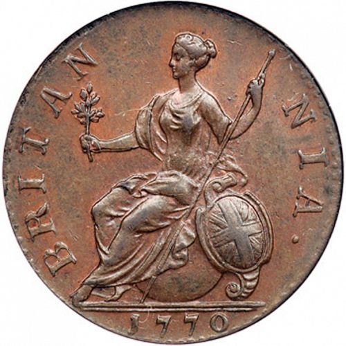 Halfpenny Reverse Image minted in UNITED KINGDOM in 1770 (1760-20 - George III)  - The Coin Database