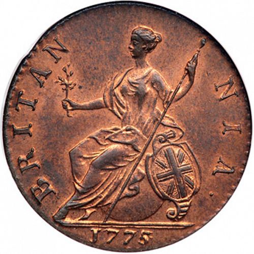 Halfpenny Reverse Image minted in UNITED KINGDOM in 1775 (1760-20 - George III)  - The Coin Database