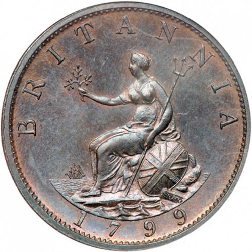 Halfpenny Reverse Image minted in UNITED KINGDOM in 1799 (1760-20 - George III)  - The Coin Database