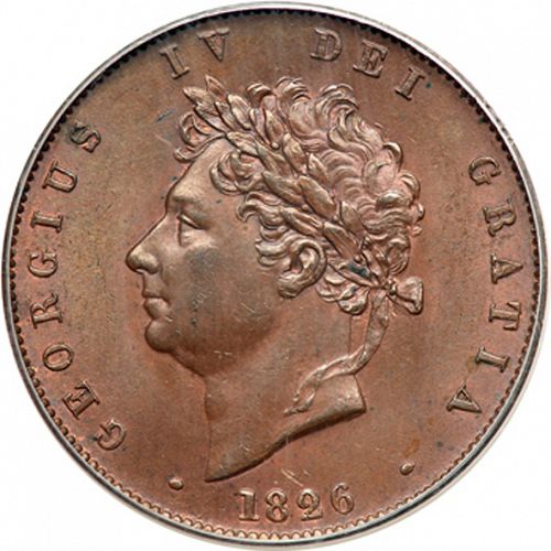 Halfpenny Obverse Image minted in UNITED KINGDOM in 1826 (1820-30 - George IV)  - The Coin Database