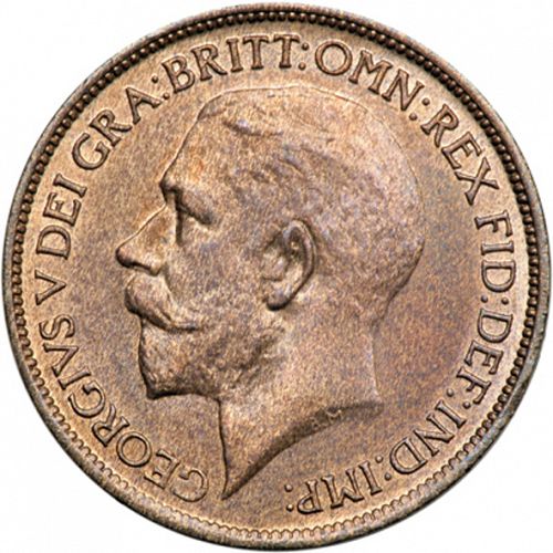 Halfpenny Obverse Image minted in UNITED KINGDOM in 1923 (1910-36  -  George V)  - The Coin Database