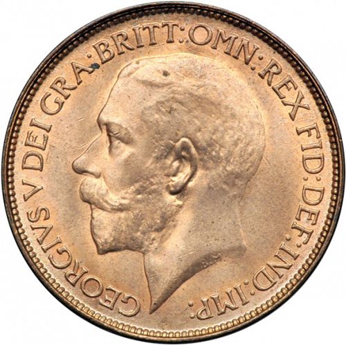 Halfpenny Obverse Image minted in UNITED KINGDOM in 1925 (1910-36  -  George V)  - The Coin Database