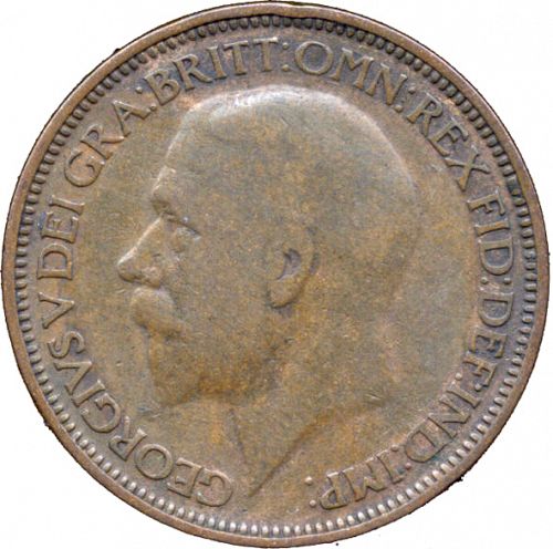 Halfpenny Obverse Image minted in UNITED KINGDOM in 1927 (1910-36  -  George V)  - The Coin Database