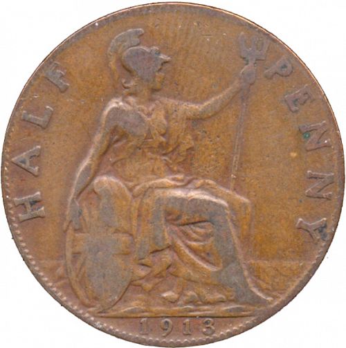 Halfpenny Reverse Image minted in UNITED KINGDOM in 1913 (1910-36  -  George V)  - The Coin Database