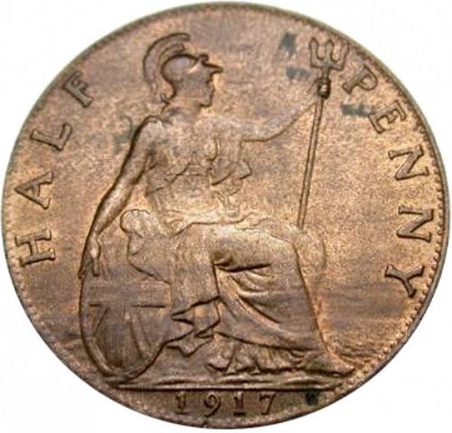 Halfpenny Reverse Image minted in UNITED KINGDOM in 1917 (1910-36  -  George V)  - The Coin Database