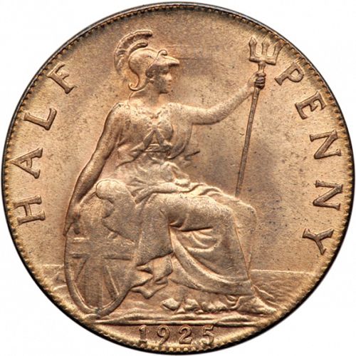 Halfpenny Reverse Image minted in UNITED KINGDOM in 1925 (1910-36  -  George V)  - The Coin Database