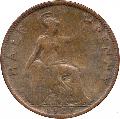 Halfpenny Reverse Image minted in UNITED KINGDOM in 1927 (1910-36  -  George V)  - The Coin Database