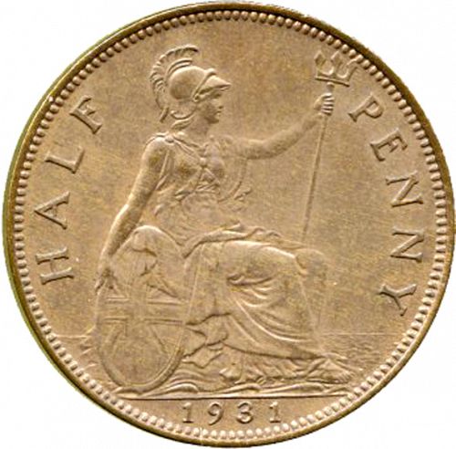 Halfpenny Reverse Image minted in UNITED KINGDOM in 1931 (1910-36  -  George V)  - The Coin Database
