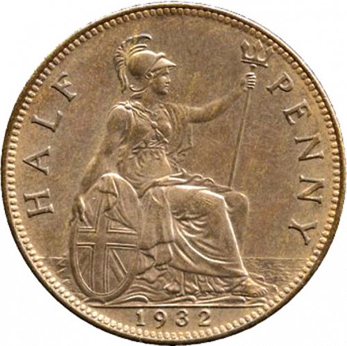 Halfpenny Reverse Image minted in UNITED KINGDOM in 1932 (1910-36  -  George V)  - The Coin Database
