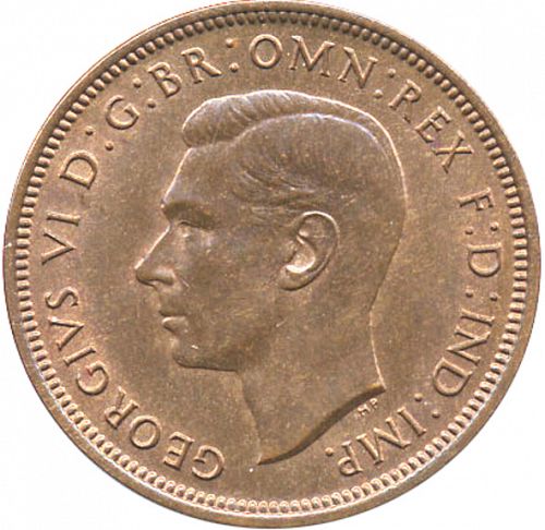 Halfpenny Obverse Image minted in UNITED KINGDOM in 1937 (1937-52 - George VI)  - The Coin Database