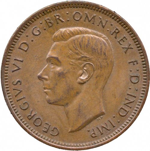 Halfpenny Obverse Image minted in UNITED KINGDOM in 1939 (1937-52 - George VI)  - The Coin Database