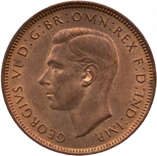Halfpenny Obverse Image minted in UNITED KINGDOM in 1944 (1937-52 - George VI)  - The Coin Database