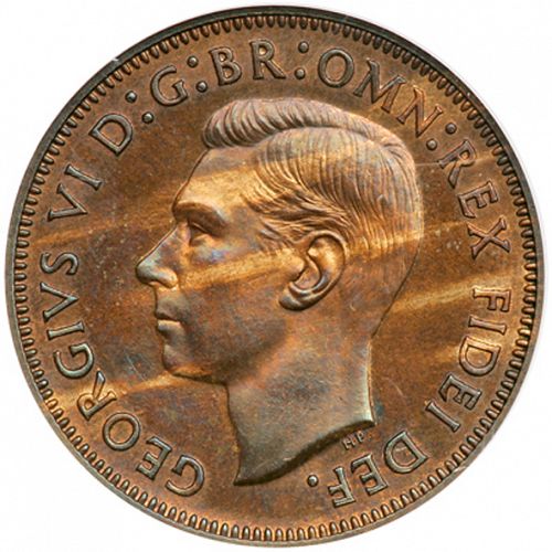 Halfpenny Obverse Image minted in UNITED KINGDOM in 1949 (1937-52 - George VI)  - The Coin Database