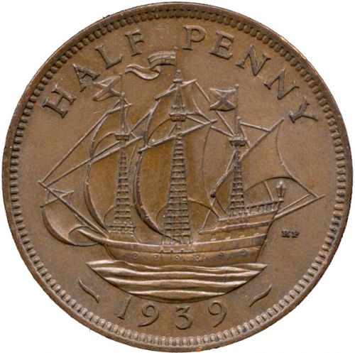 Halfpenny Reverse Image minted in UNITED KINGDOM in 1939 (1937-52 - George VI)  - The Coin Database