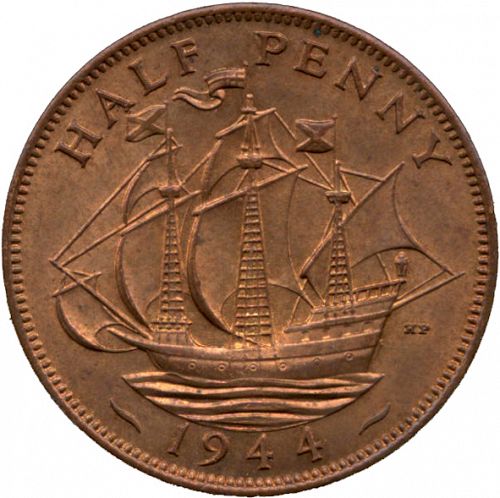 Halfpenny Reverse Image minted in UNITED KINGDOM in 1944 (1937-52 - George VI)  - The Coin Database