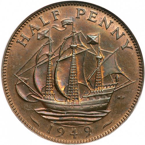 Halfpenny Reverse Image minted in UNITED KINGDOM in 1949 (1937-52 - George VI)  - The Coin Database