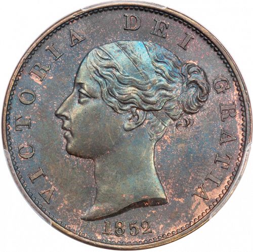 Halfpenny Obverse Image minted in UNITED KINGDOM in 1852 (1837-01  -  Victoria)  - The Coin Database