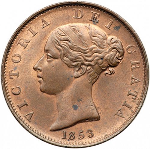 Halfpenny Obverse Image minted in UNITED KINGDOM in 1853 (1837-01  -  Victoria)  - The Coin Database